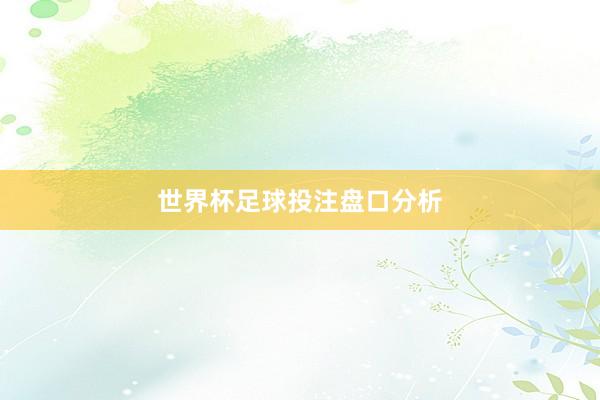 世界杯足球投注盘口分析