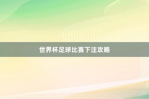 世界杯足球比赛下注攻略